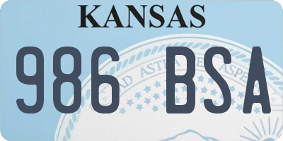 KS license plate 986BSA