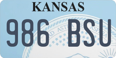 KS license plate 986BSU