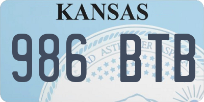 KS license plate 986BTB
