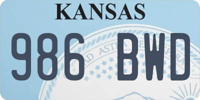 KS license plate 986BWD