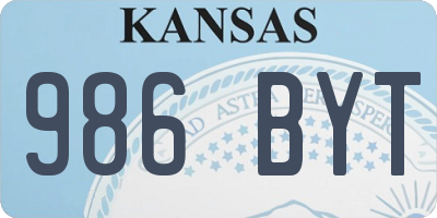 KS license plate 986BYT