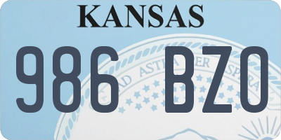 KS license plate 986BZO