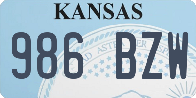 KS license plate 986BZW