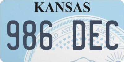 KS license plate 986DEC