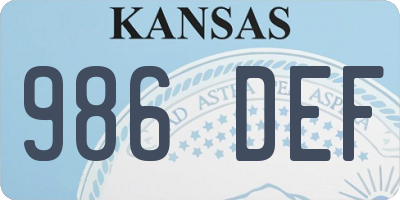 KS license plate 986DEF