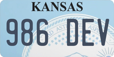 KS license plate 986DEV
