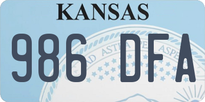 KS license plate 986DFA