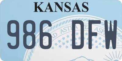 KS license plate 986DFW