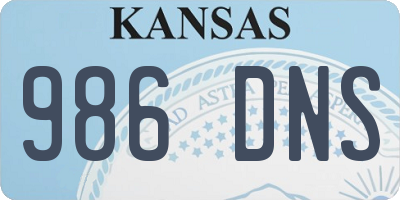 KS license plate 986DNS