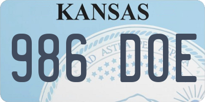 KS license plate 986DOE