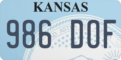KS license plate 986DOF