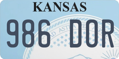 KS license plate 986DOR