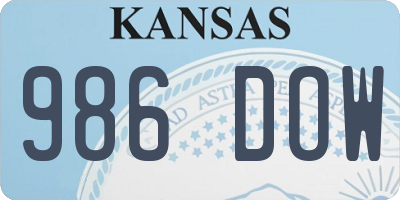 KS license plate 986DOW