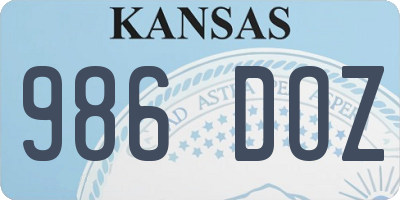 KS license plate 986DOZ