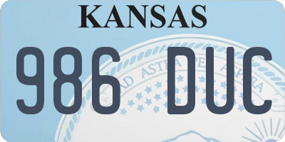 KS license plate 986DUC
