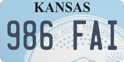KS license plate 986FAI