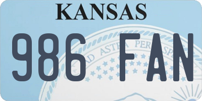 KS license plate 986FAN
