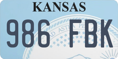 KS license plate 986FBK