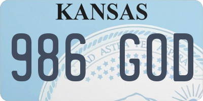 KS license plate 986GOD