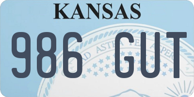 KS license plate 986GUT