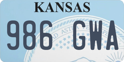 KS license plate 986GWA