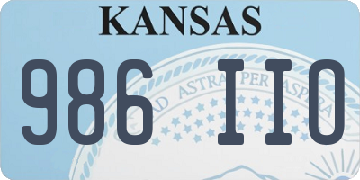 KS license plate 986IIO