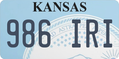 KS license plate 986IRI
