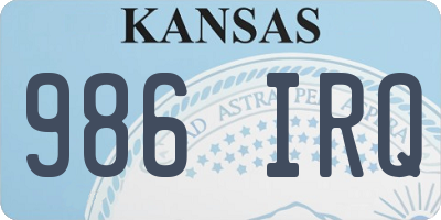 KS license plate 986IRQ