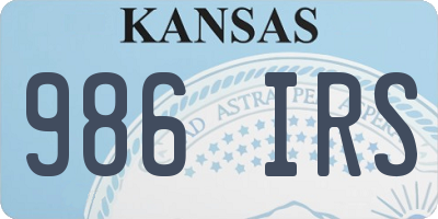 KS license plate 986IRS