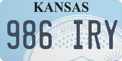 KS license plate 986IRY