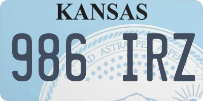 KS license plate 986IRZ