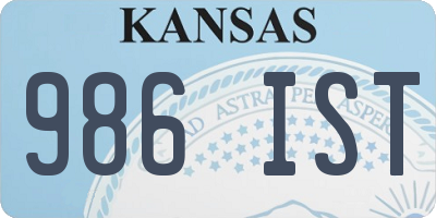 KS license plate 986IST