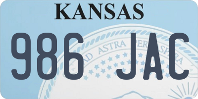 KS license plate 986JAC