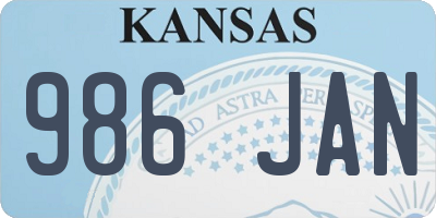 KS license plate 986JAN