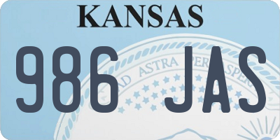 KS license plate 986JAS