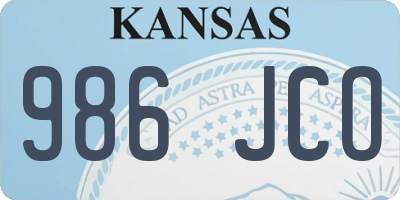 KS license plate 986JCO