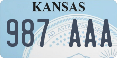 KS license plate 987AAA