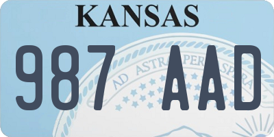 KS license plate 987AAD