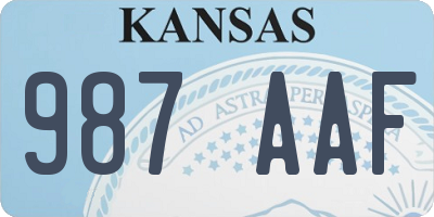 KS license plate 987AAF
