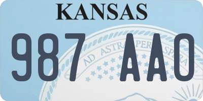 KS license plate 987AAO