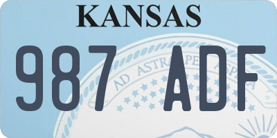 KS license plate 987ADF
