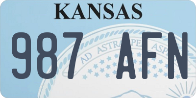 KS license plate 987AFN