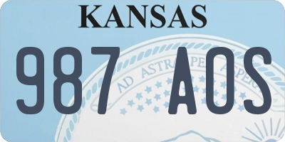 KS license plate 987AOS