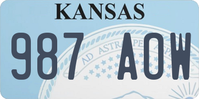 KS license plate 987AOW