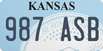 KS license plate 987ASB