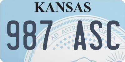 KS license plate 987ASC