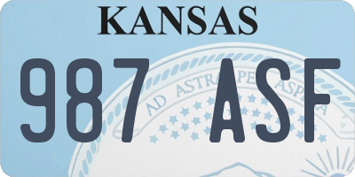 KS license plate 987ASF