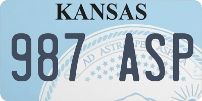 KS license plate 987ASP