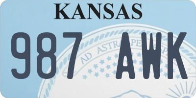 KS license plate 987AWK