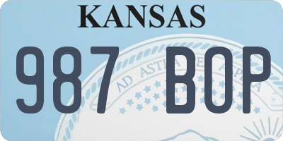 KS license plate 987BOP